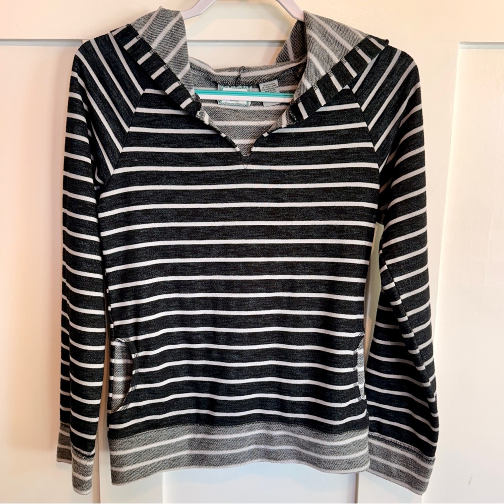 Miken Black and White Striped Hoodie